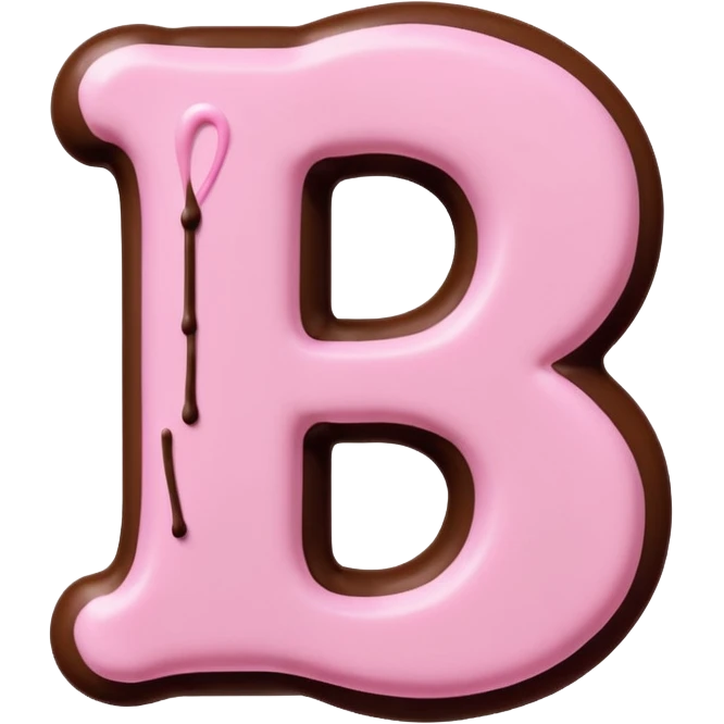 “Single pink bubble letter d, white outline, bottom dipped in chocolate with pink frosting drizzle, kawaii style, glossy, soft shading, clean outline, transparent background, Discord emoji size” emoji