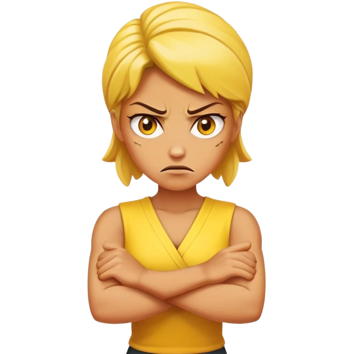 yellow woman crossed arms angry emoji