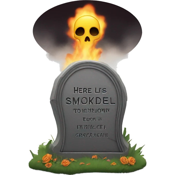 gravestone that says here lies SmokeDevil emoji