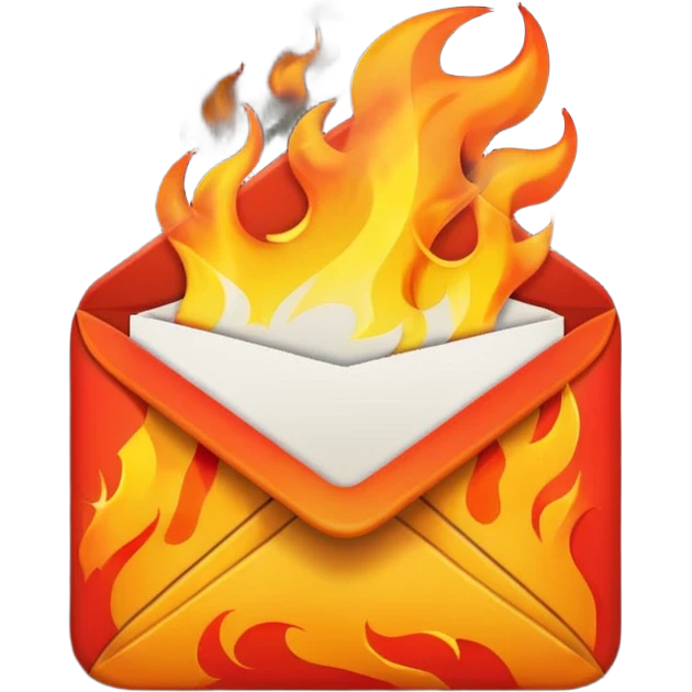 Email with fire emoji