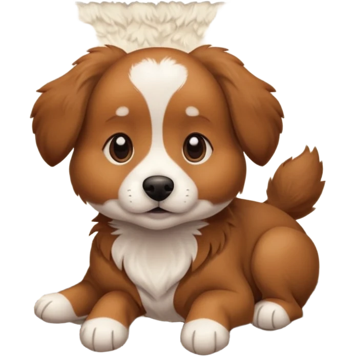 Make a cute brown dog i a carpet emoji