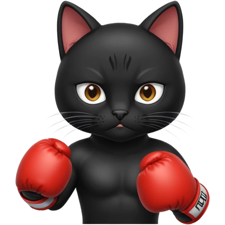 Black cat wearing boxing gloves emoji
