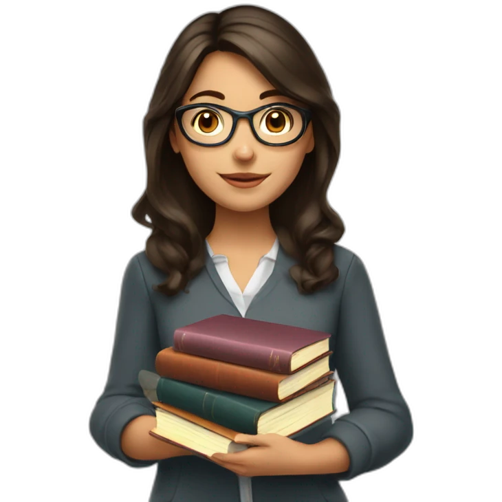 Very Studious brunette girl with books emoji