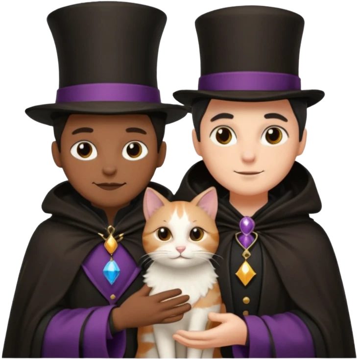 magician couple and their pet cat emoji