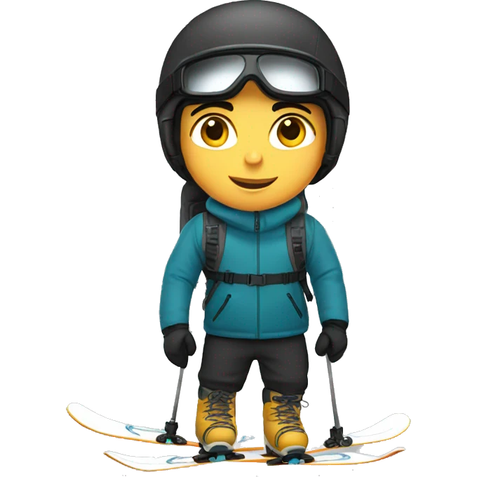 black haired male boy Skier emoji