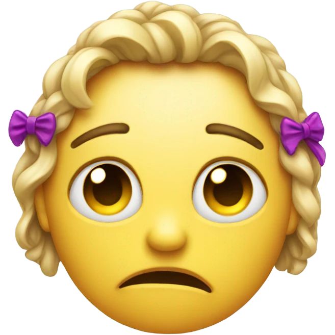 sad face with a bow emoji