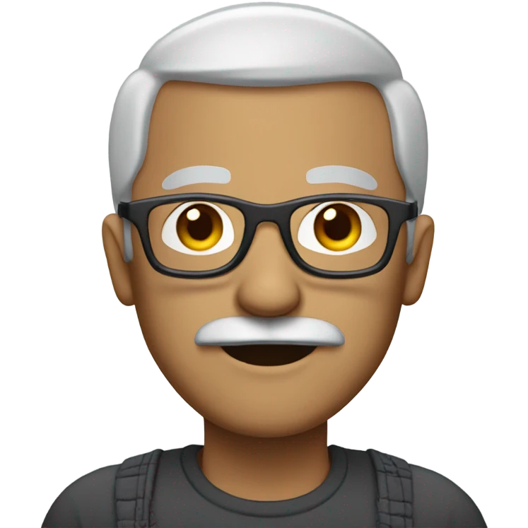 semi bald man mustache glasses gray hair  emoji