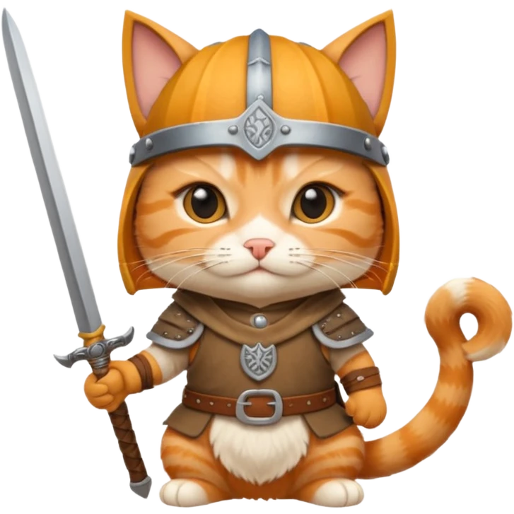 Viking Cat in viking hat holding tiny sword emoji