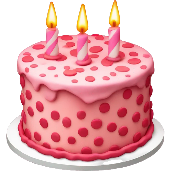 Beautiful big pink and red dotted birthday cake emoji