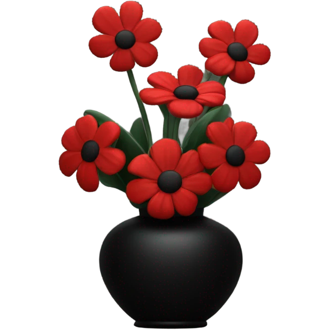 Red flowers in a black vase emoji