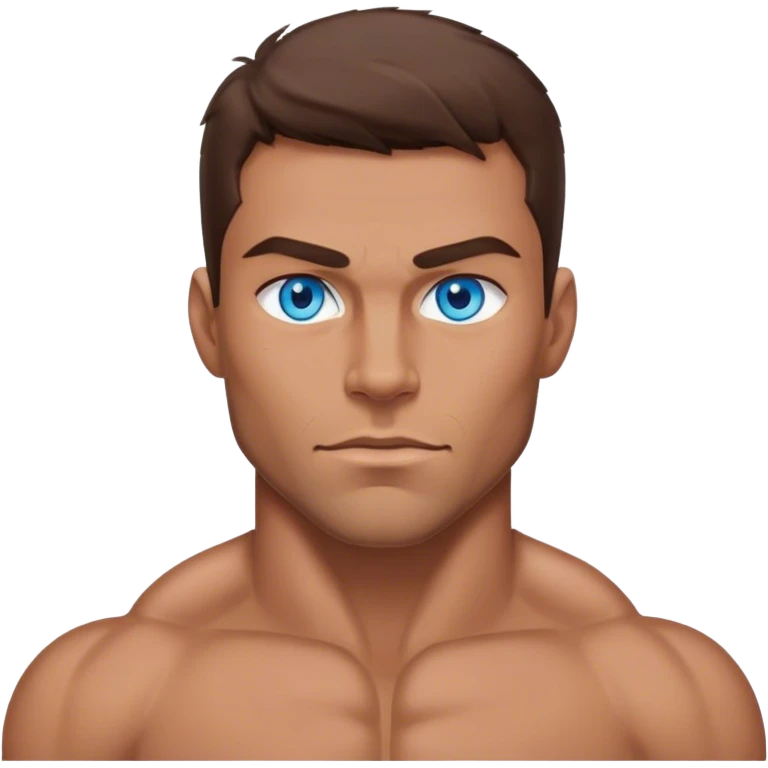 Muscular man with blue eyes brown hair emoji