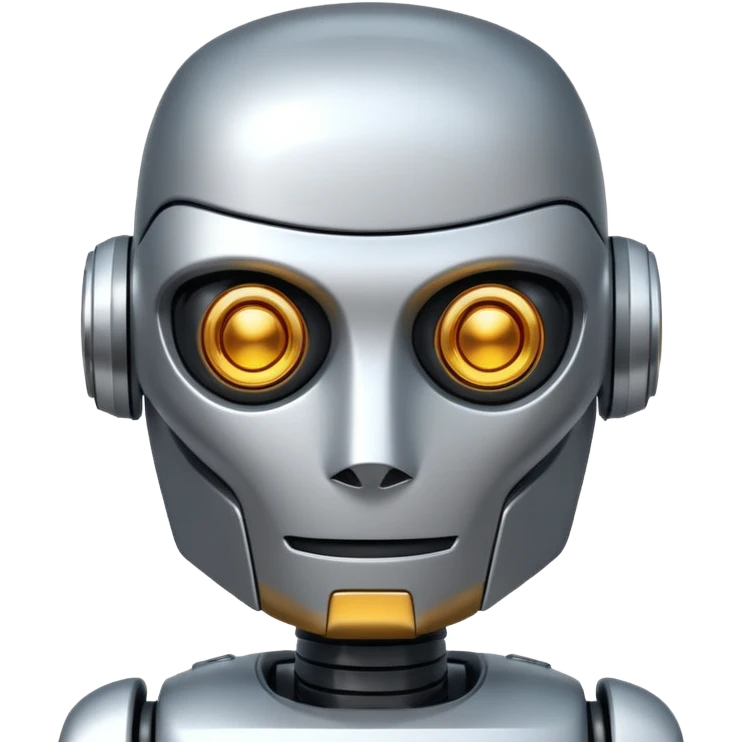 cool and modern robot to represent an AI agent, se possibile qualità più elevata e con sfondo bianco emoji