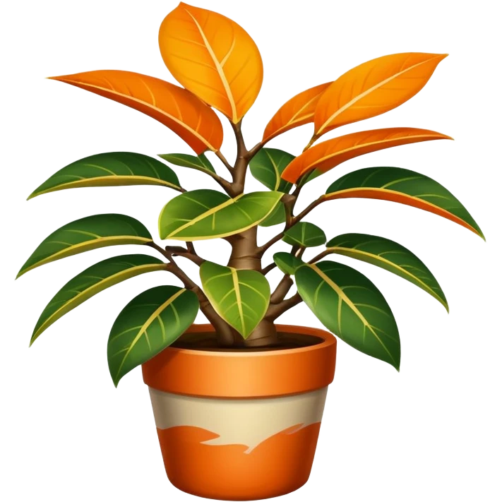totally orange Variegated Ficus elastica in a pot emoji