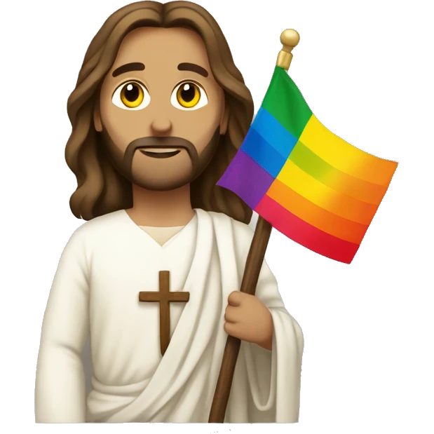 Jesus Christ with pride flag  emoji