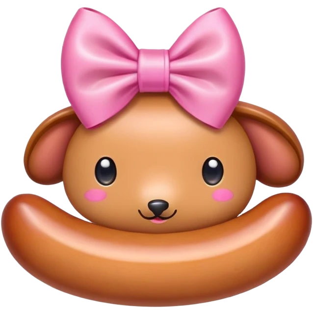 au cute sausage eith a pink bow on the head emoji