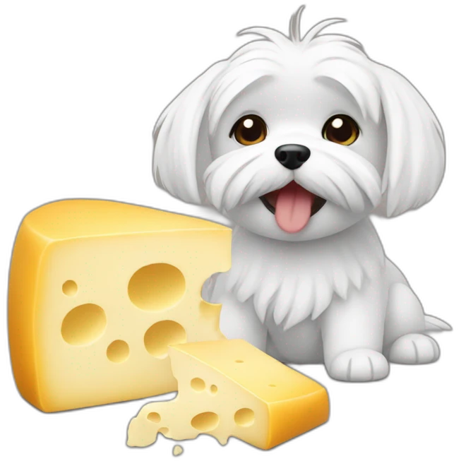 Maltese eating cheese emoji