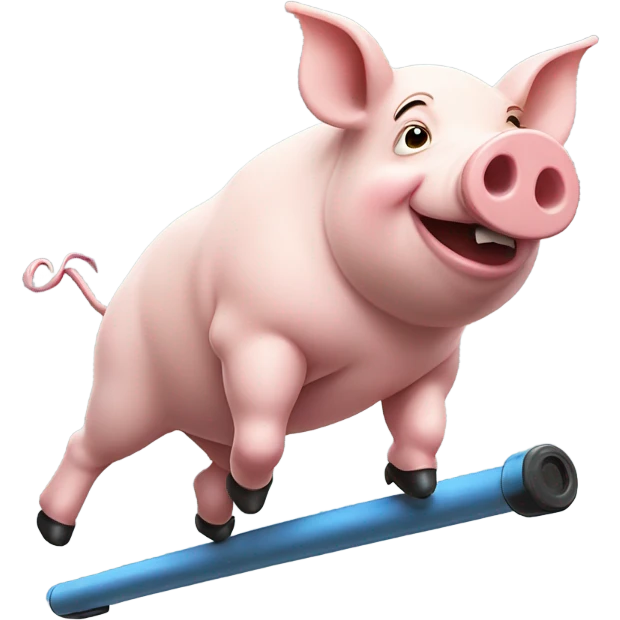 Pig sadly riding a pogo stick  emoji