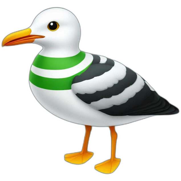 Black and green striped seagull emoji