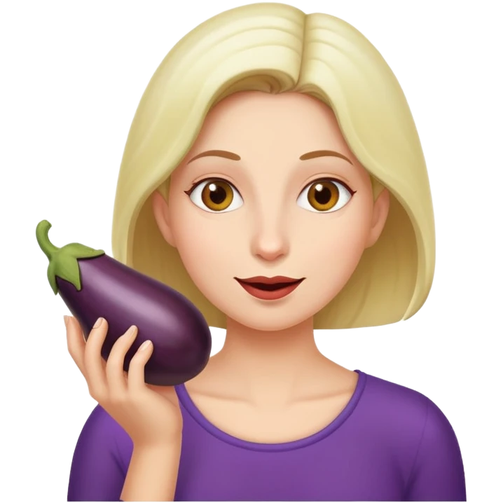 Woman eating an eggplant emoji