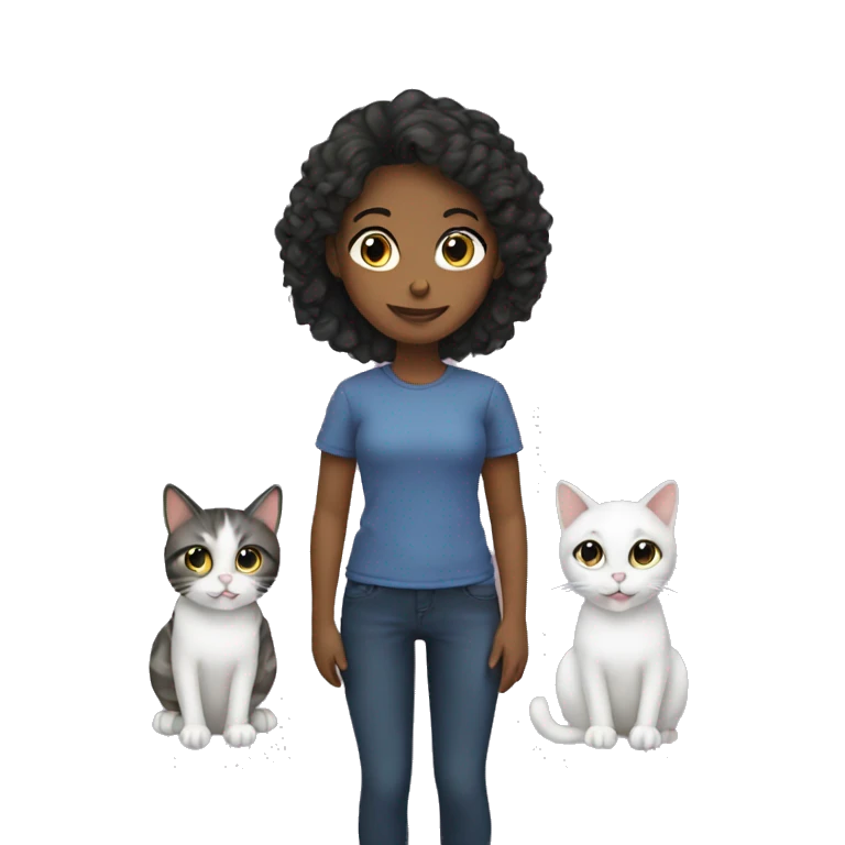 One girl and two cats emoji
