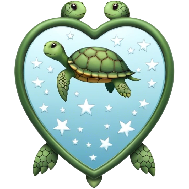 Heart shaped Mirror with turtle and stars emoji