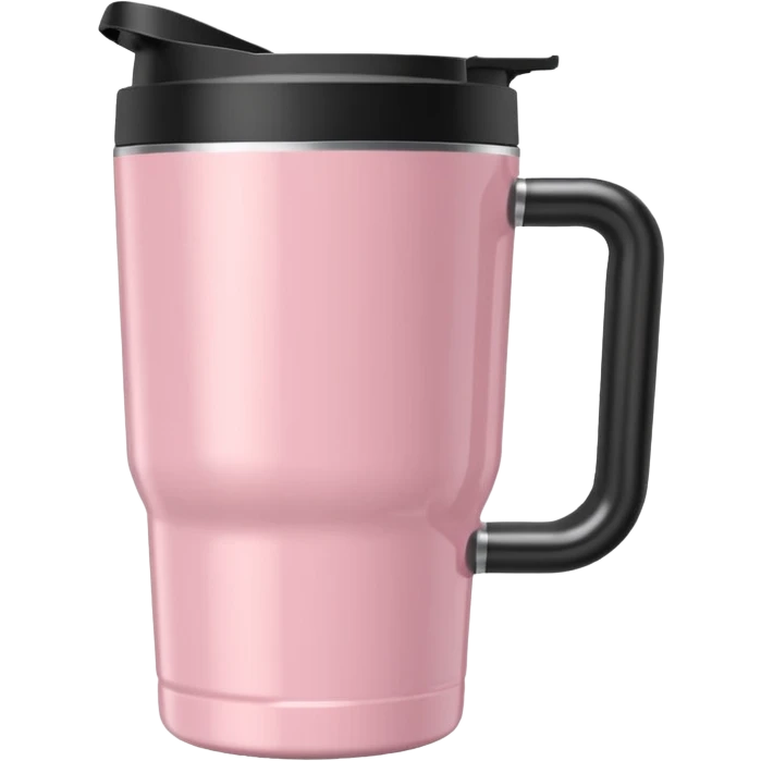 Light pink 40oz Stanley tumbler with handle emoji