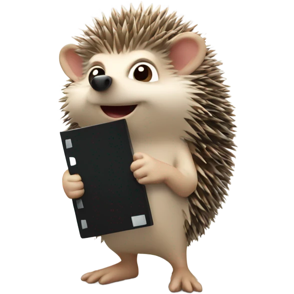 hedgehog holding clapperboard emoji