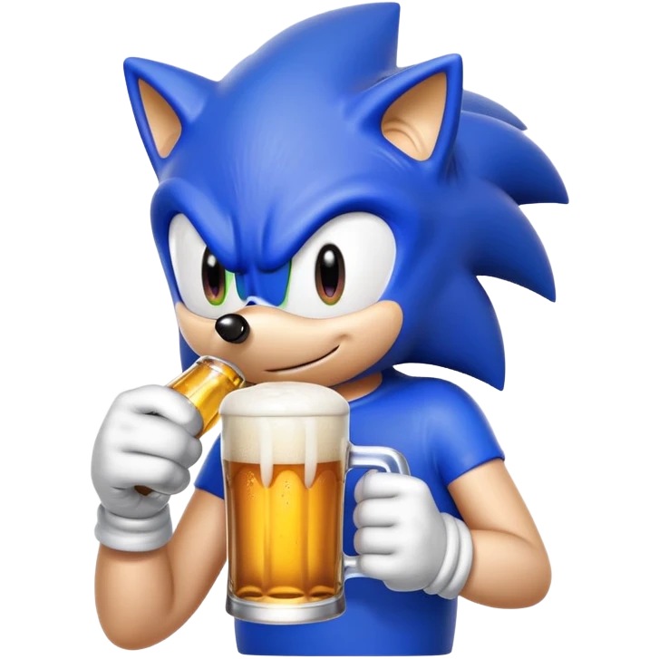 Sonic the hedgehog drinking a beer emoji