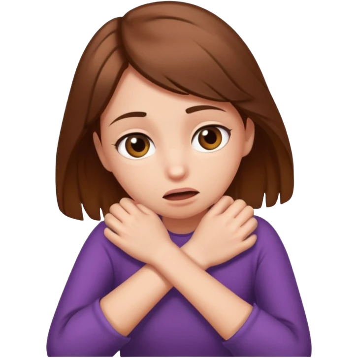 brown haired girl strangling herself emoji