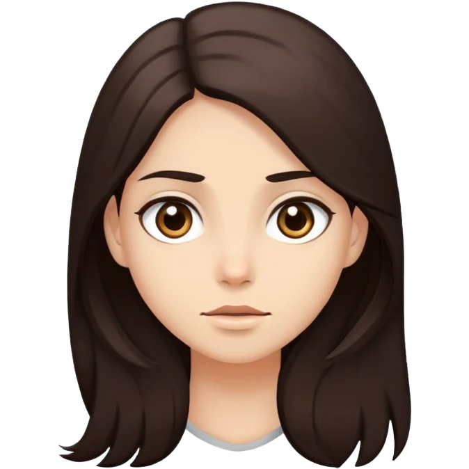 he has the same face, hair color, and features as the provided reference (long dark brown hair, neutral skin tone, expressive eyes). emoji