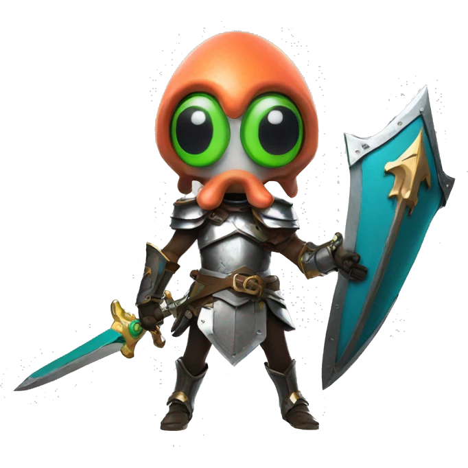 splatoon squid warrior with knights sword and shield emoji