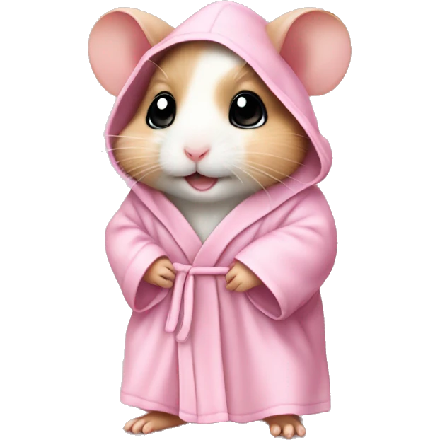 baby hamster in light pink robe full body emoji