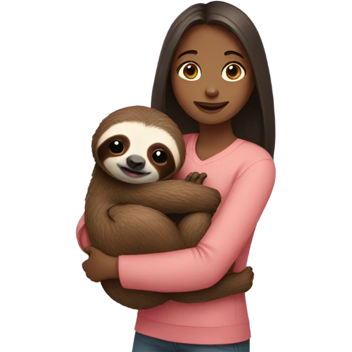 Girl holding sloth emoji