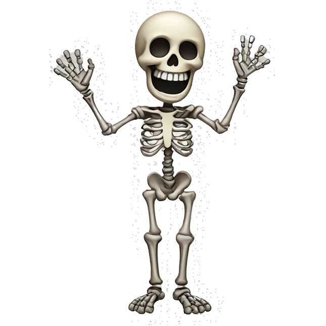 skeleton raising right hand emoji