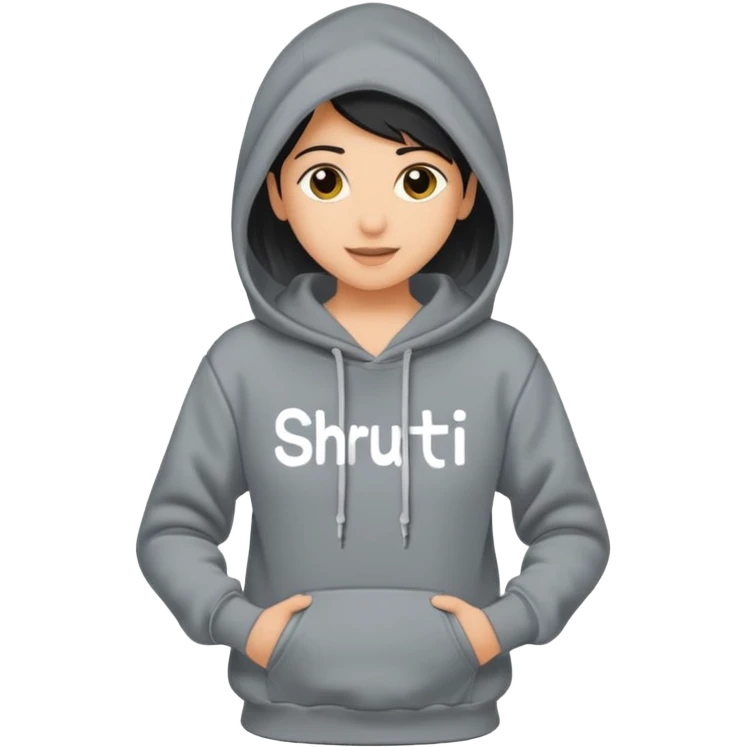 Make a hoodie with shruti written on it with exact spelling and only hoodie without model emoji