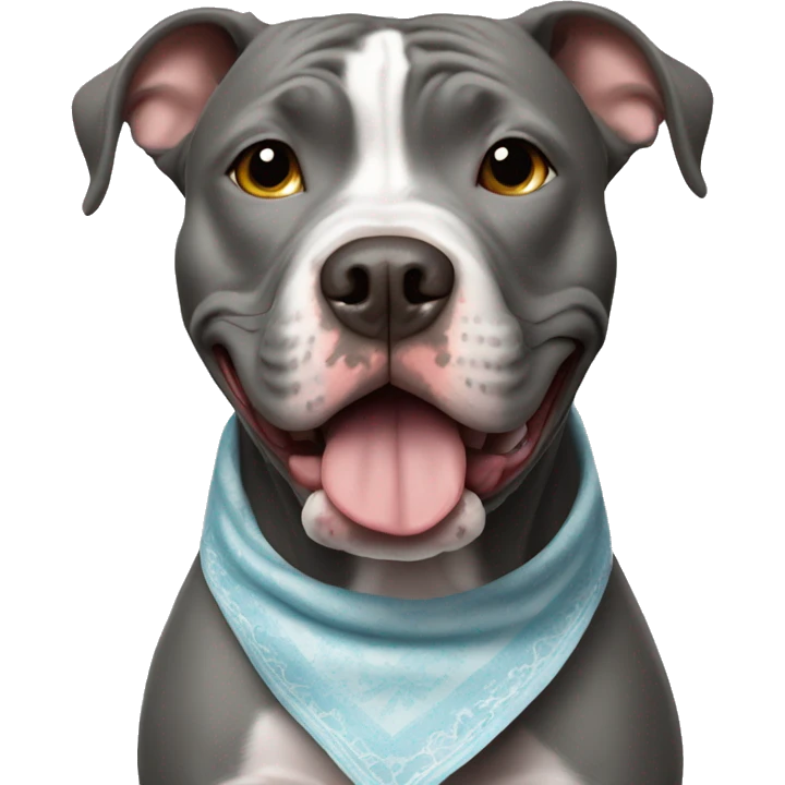 Grey pitbull wearing handkerchief emoji