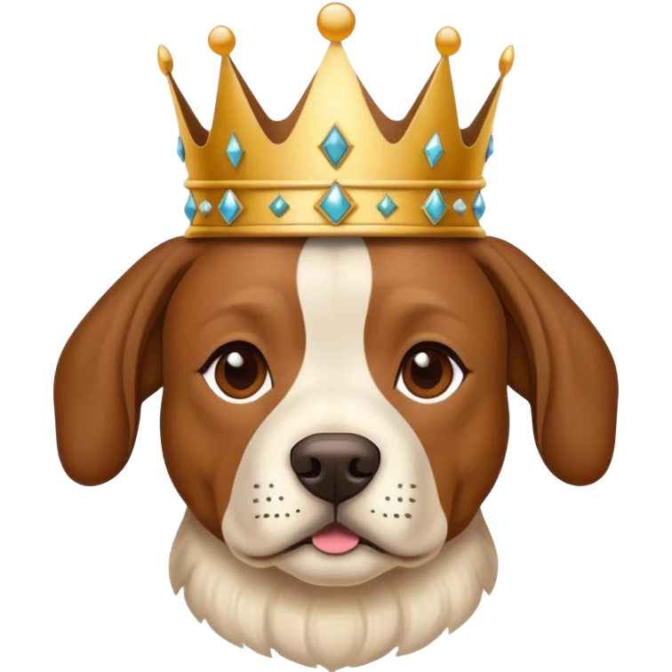 Brown staffordshire dog wearing a crown emoji