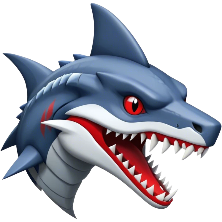 Black Cool Edgy Anthro Sharpedo-Sergal-Garchomp-Fakémon with White and Red Edgy markings emoji