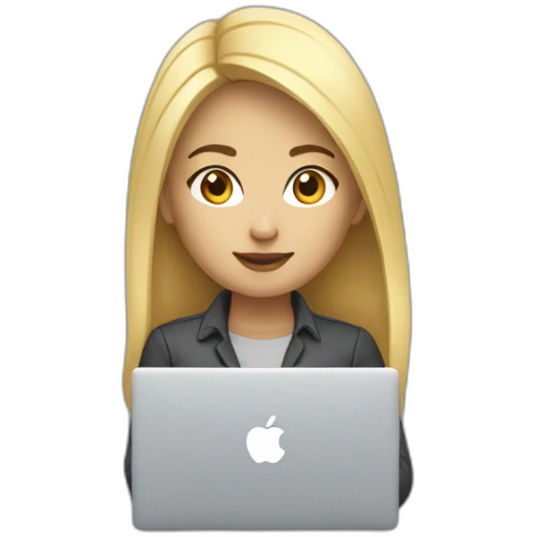 blonde asian female software engineer with Macbook on the side emoji