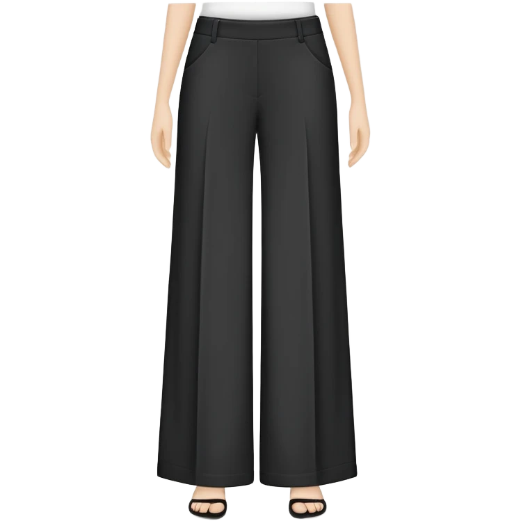 only black wide leg pants, flat product photography, plain garment item isolated on white, no human elements, no limbs, just the pants emoji