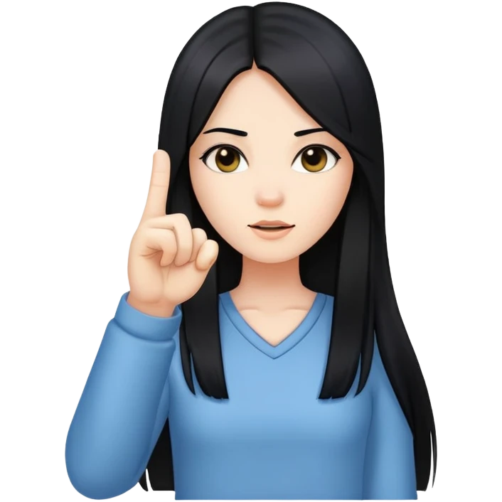 girl with long straight hair holding up middle finger emoji