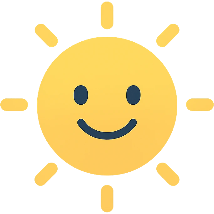 smiling sun icon with color emoji