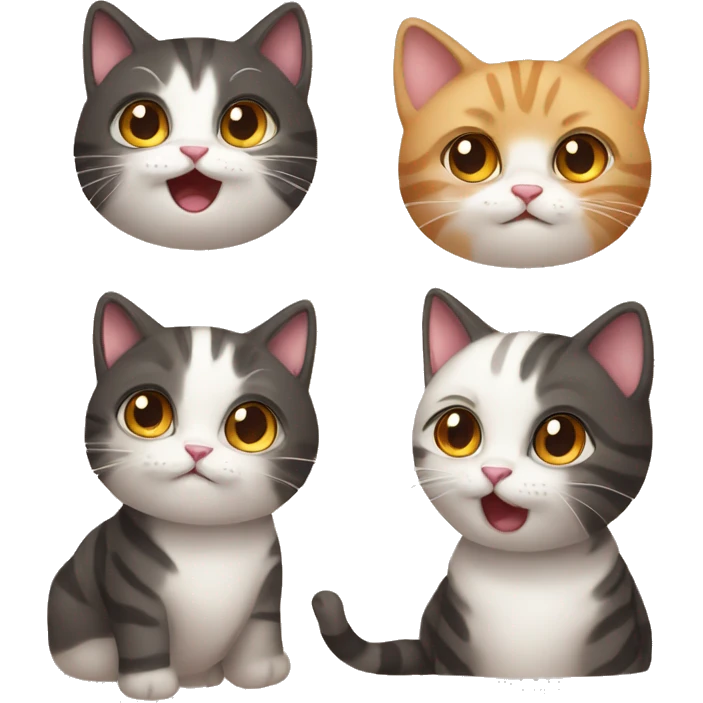 Create Emojis with different emotions for two couple cute cat emoji