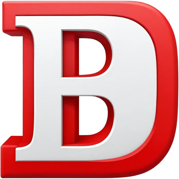 white letter D placed in a red square emoji