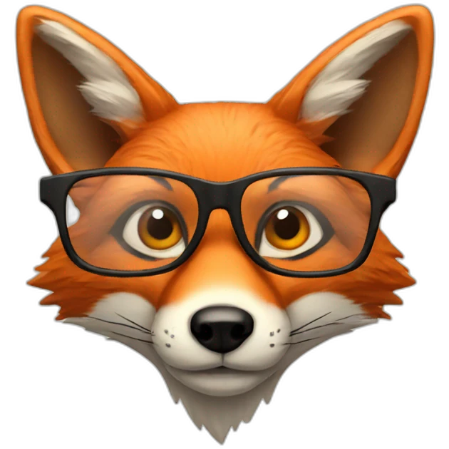 fox wearing glasses with a curious expression emoji
