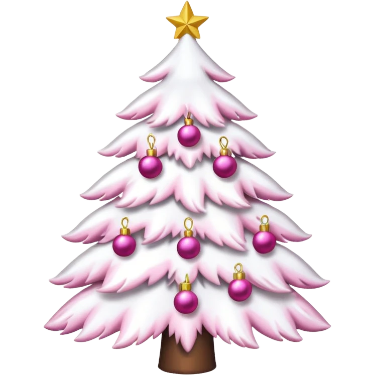 White x-mas tree with pink Christmas tree decorations emoji