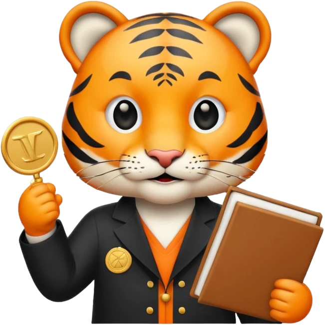 cute tiger wins medal and diploma emoji