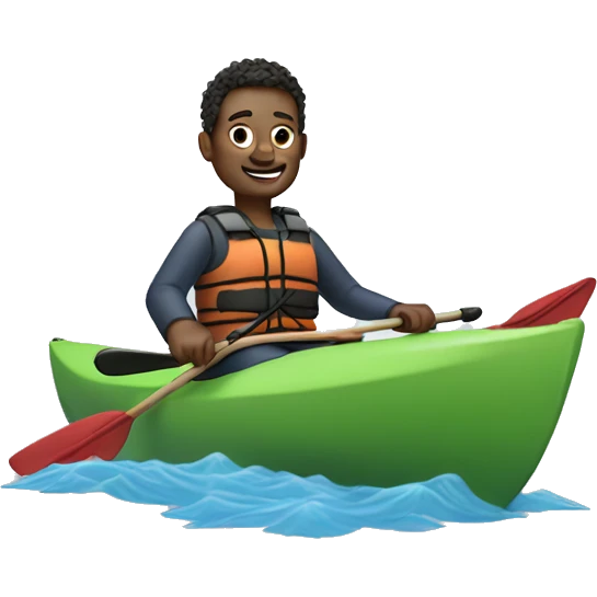 Thomas is sitting on a kayak emoji