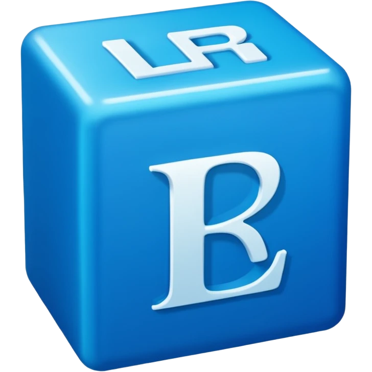 The letters LR in a blue box 2D emoji