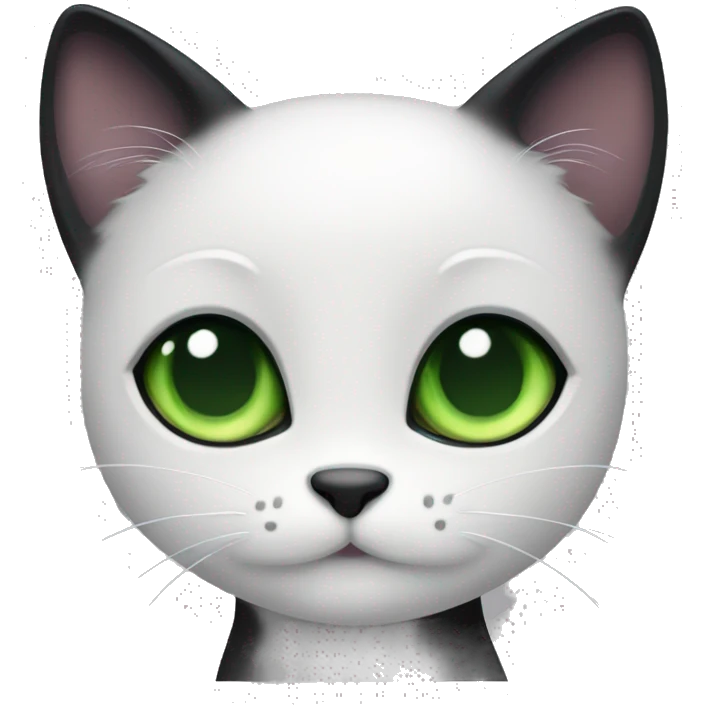 cutesy little black cat with green eyes emoji